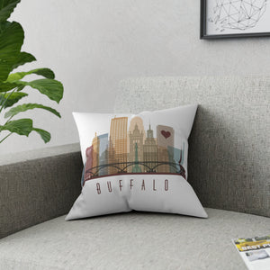 Buffalo Skyline pillow on Linen