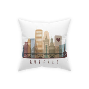 Buffalo Skyline pillow on Linen
