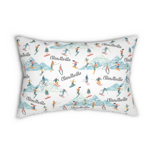 Small skier pillow on linen