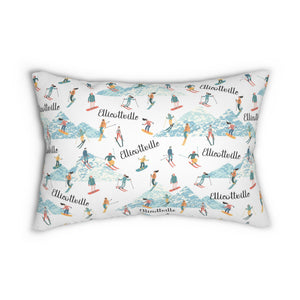 Small skier pillow on linen