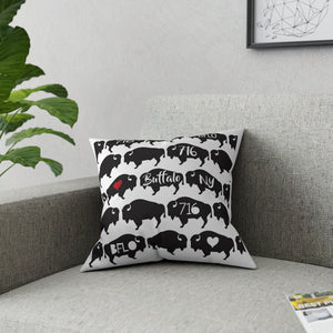 Black and White Buffalo Ny Pillow
