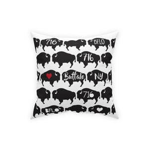 Black and White Buffalo Ny Pillow
